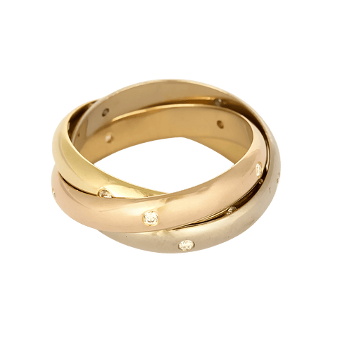 Bague CARTIER - TRINITY - Moyen modèle, 15 diamants - Bague trois ors et diamants 58 Facettes DV35791-1