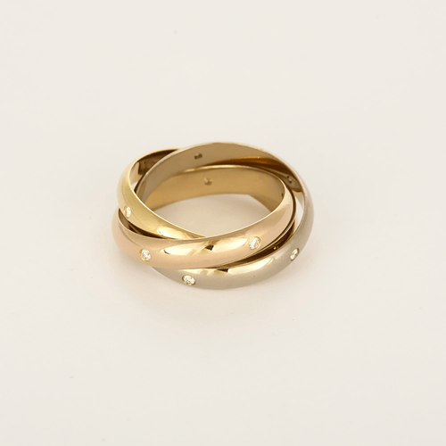 Bague CARTIER - TRINITY - Moyen modèle, 15 diamants - Bague trois ors et diamants 58 Facettes DV35791-1