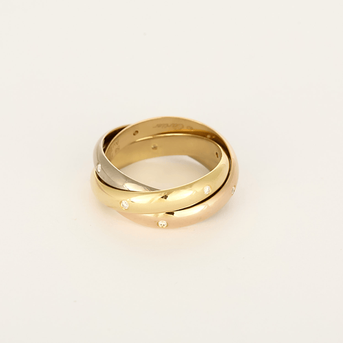 Bague CARTIER - TRINITY - Moyen modèle, 15 diamants - Bague trois ors et diamants 58 Facettes DV35791-1