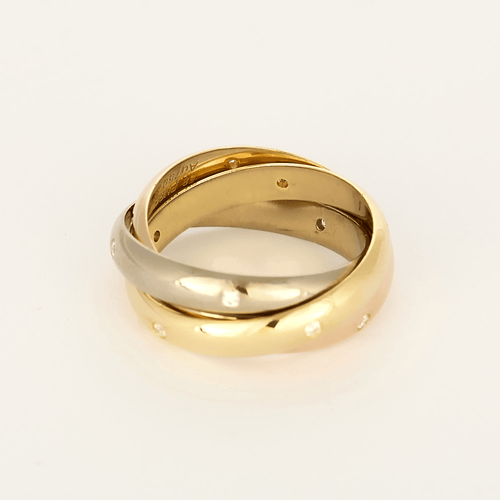 Bague CARTIER - TRINITY - Moyen modèle, 15 diamants - Bague trois ors et diamants 58 Facettes DV35791-1