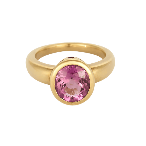 Bague 55 Bague en or jaune et tourmaline rose : 3,20 carats 58 Facettes DV23308-5