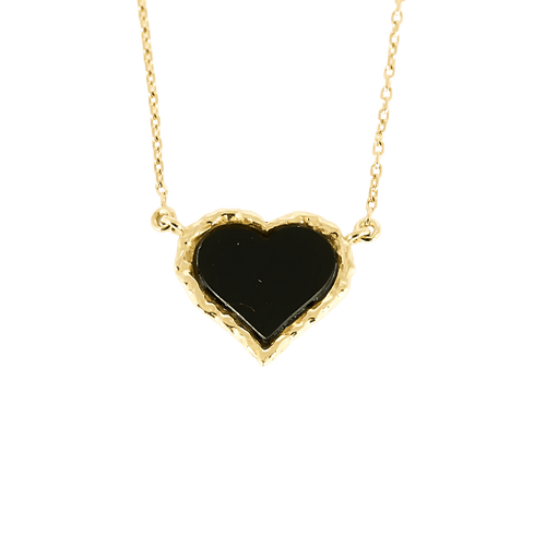 Collier Collier en or jaune et pendentif coeur avec une plaque d'onyx 58 Facettes DV23308-10