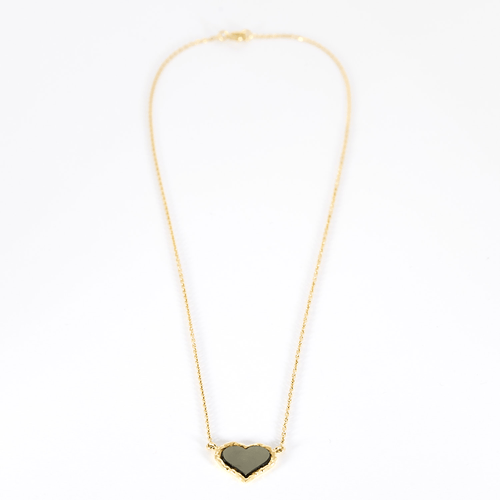 Collier Collier en or jaune et pendentif coeur avec une plaque d'onyx 58 Facettes DV23308-10