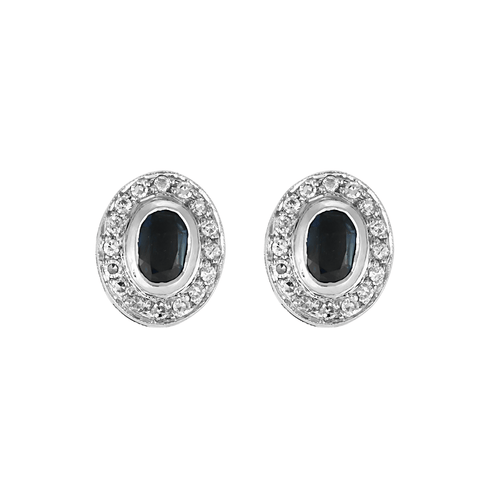 Boucles d'oreilles Paire de boucles d'oreilles puces en or blanc, saphirs : 0,40 carat et diamants : 0,30 carat 58 Facettes DV25961-11