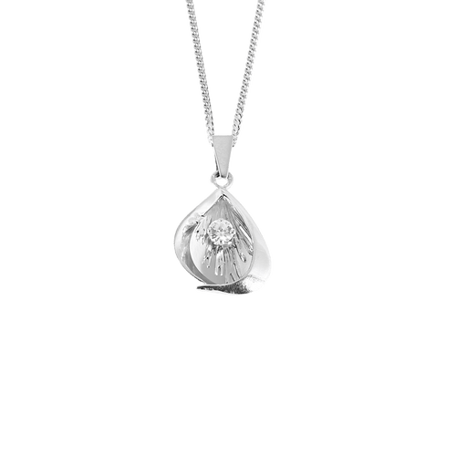Collier Chaîne en or blanc et pendentif moderniste, diamant : 0,20 carat 58 Facettes DV25961-9
