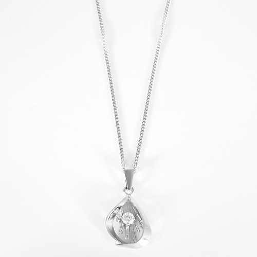 Collier Chaîne en or blanc et pendentif moderniste, diamant : 0,20 carat 58 Facettes DV25961-9