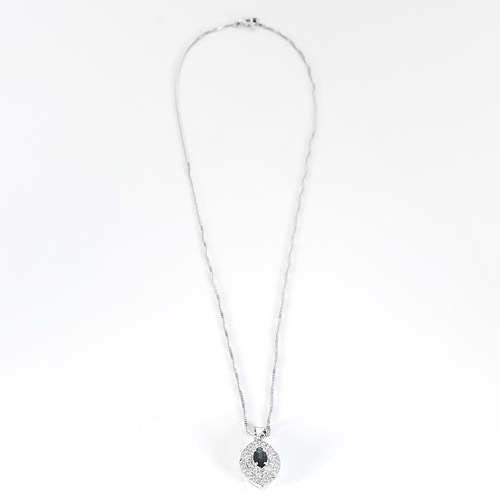 Collier Collier navette en or blanc, diamants et saphirs 58 Facettes DV25961-10
