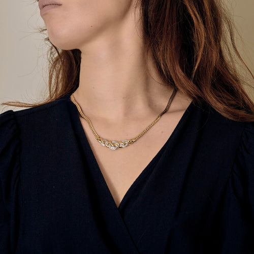 Collier Élégant collier en or jaune, or blanc et diamants : 0,30 carat 58 Facettes DV36088-2