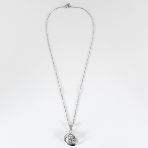 Collier Chaîne en or blanc et pendentif moderniste, diamant : 0,20 carat 58 Facettes DV25961-9