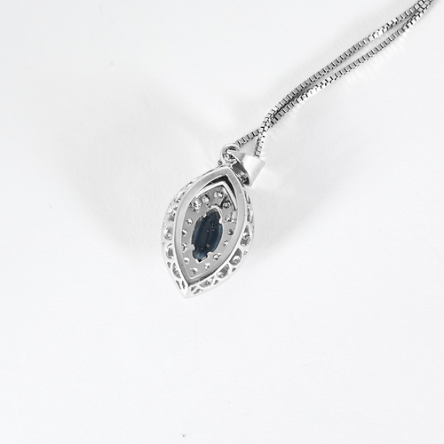 Collier Collier navette en or blanc, diamants et saphirs 58 Facettes DV25961-10