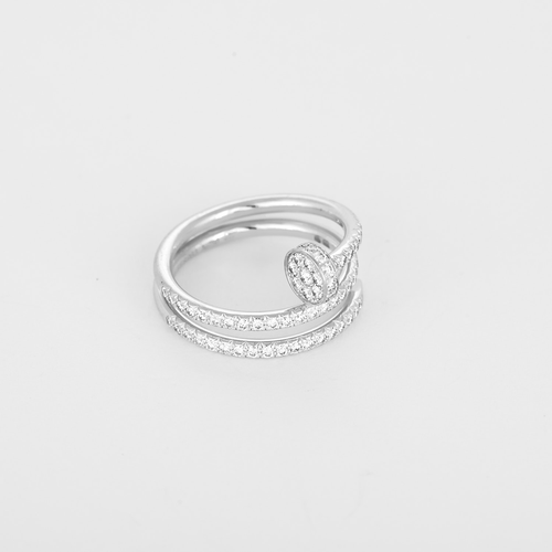 Bague 51 CARTIER - JUSTE UN CLOU - Double semi-pavé - Bague en or blanc et diamants : 0,59 carat environ 58 Facettes DV36053-1