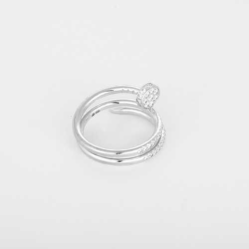Bague 51 CARTIER - JUSTE UN CLOU - Double semi-pavé - Bague en or blanc et diamants : 0,59 carat environ 58 Facettes DV36053-1