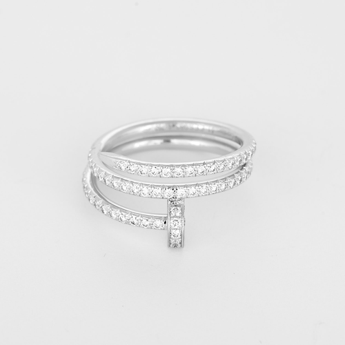 Bague 51 CARTIER - JUSTE UN CLOU - Double semi-pavé - Bague en or blanc et diamants : 0,59 carat environ 58 Facettes DV36053-1