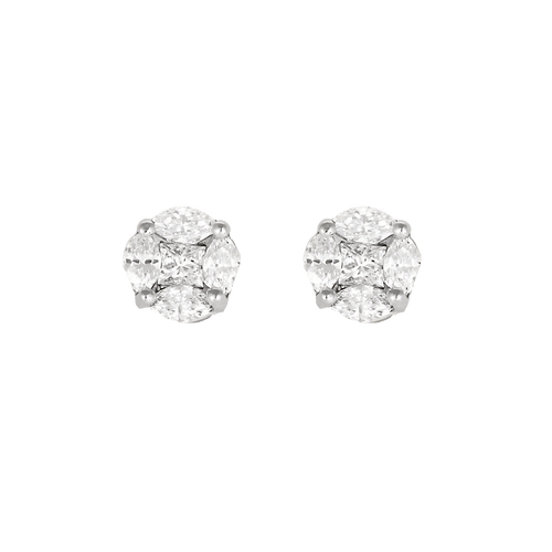 Boucles d'oreilles Boucles d'oreilles en Or blanc 18k (750 millièmes) et diamants 58 Facettes DV35312-1