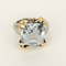 Bague 55 Bague cocktail en or gris et or jaune, aigue marine 58 Facettes DV34901-1