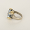 Bague 55 Bague cocktail en or gris et or jaune, aigue marine 58 Facettes DV34901-1