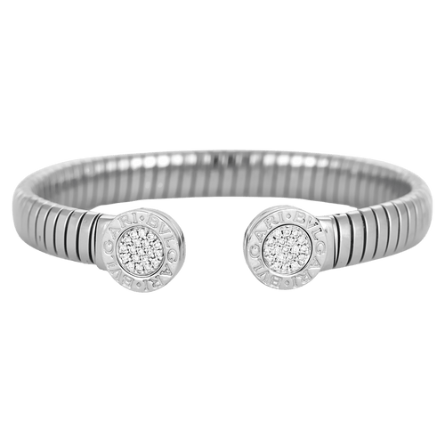 Bracelet BULGARI - Bracelet ouvert or gris et diamants 58 Facettes DV31493-1