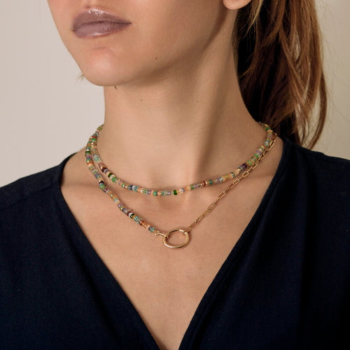 Collier Mellerio - Collier Lien Pierres L - Collier en or jaune et plusieurs perles en pierres fines. 58 Facettes DV23308-15