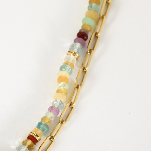 Collier Mellerio - Collier Lien Pierres L - Collier en or jaune et plusieurs perles en pierres fines. 58 Facettes DV23308-15