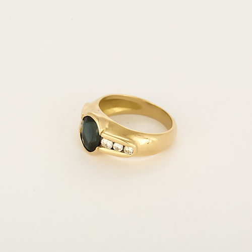 Bague 54 Bague jonc en or jaune, saphir : 1,70 carat et diamants : 0,35 carat 58 Facettes DV23308-13