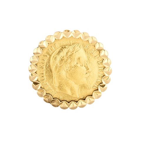Bague 54 Bague en or jaune, pièce de 10 francs en or, Napoléon III 58 Facettes DV36505-1