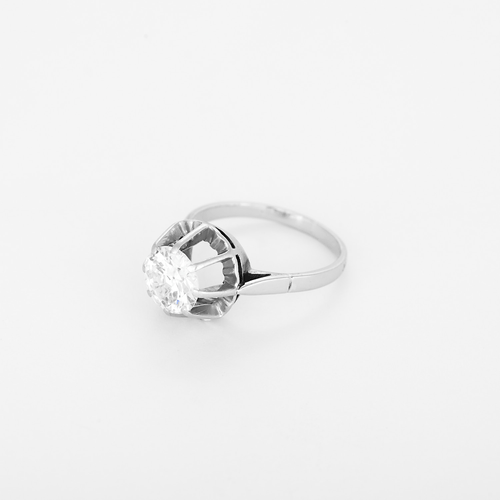 Bague 58 Bague solitaire platine et or gris diamant taille ancienne 1.95 carat 58 Facettes DV36493-2