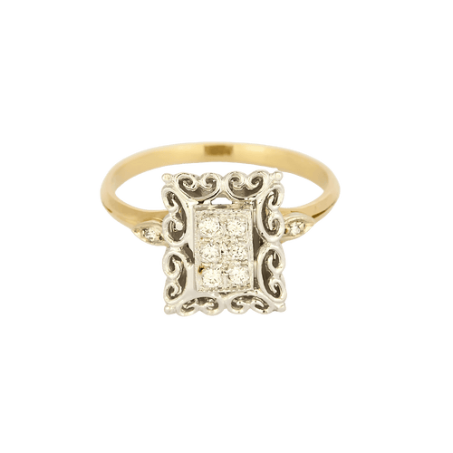 Bague 52 Bague rectangulaire en or gris et diamants 58 Facettes DV35410-11