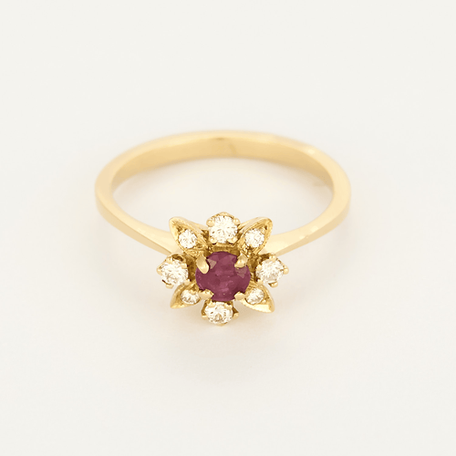 Bague 50 Bague Fleur en or jaune, rubis et diamants 58 Facettes DV35410-10