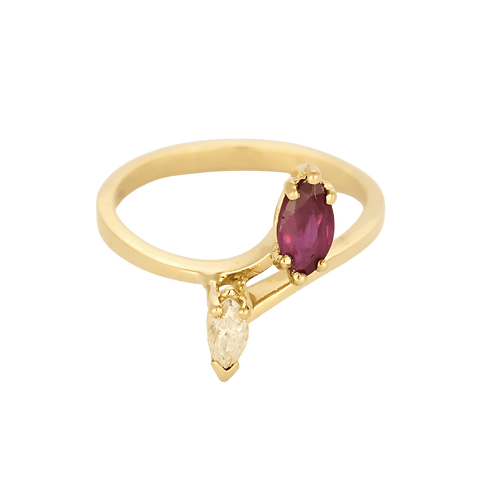 Bague 50 Bague Toi & Moi en or jaune, rubis et diamants 58 Facettes DV35410-6