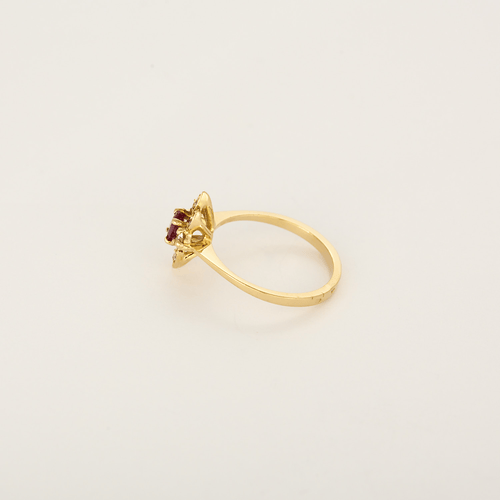 Bague 51 Bague marquise en or jaune, rubis et diamants 58 Facettes DV35410-4