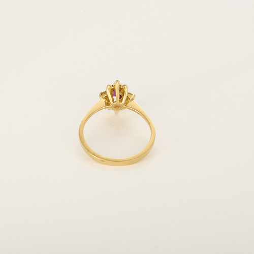 Bague 51 Bague marquise en or jaune, rubis et diamants 58 Facettes DV35410-4