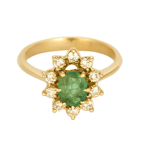 Bague en Or jaune 18k (750 millièmes) et Emeraude 58 Facettes DV36642-2