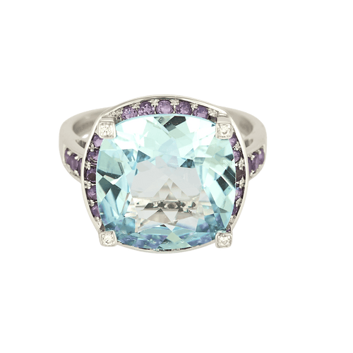 Mauboussin - Couleur d'Amour - Bague en or blanc et topaze bleue, améthyste et diamants 58 Facettes DV36255-1
