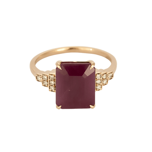 Bague en or rose, racine de rubis : 4,90 carats et diamants : 0,12 carat 58 Facettes DV36260-8