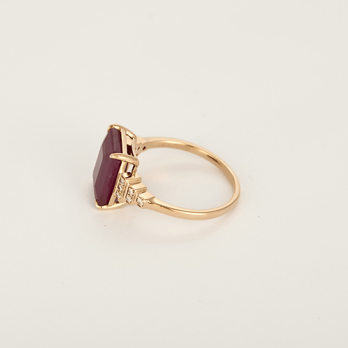 Bague en or rose, racine de rubis : 4,90 carats et diamants : 0,12 carat 58 Facettes DV36260-8