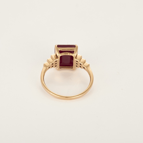 Bague en or rose, racine de rubis : 4,90 carats et diamants : 0,12 carat 58 Facettes DV36260-8