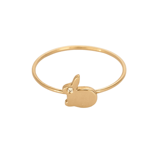 Hillier - Bague en or rose à motif de lapin et diamant : 0,01 carat 58 Facettes DV36645-2