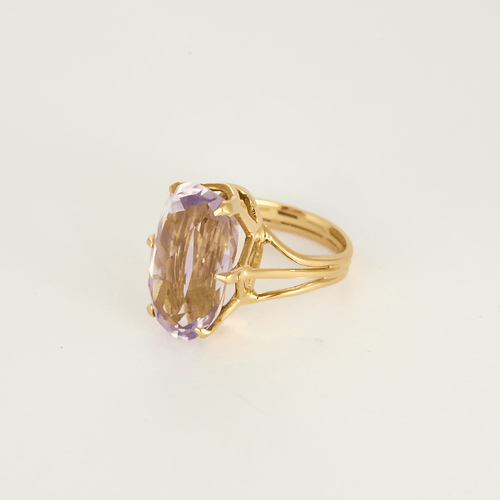 Bague 54 Bague cocktail en or jaune et améthyste 58 Facettes DV31672-11