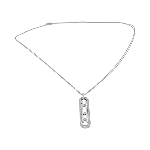 Collier Messika Move 10th Anniversary - Collier sautoir en or blanc et diamants 58 Facettes 32173