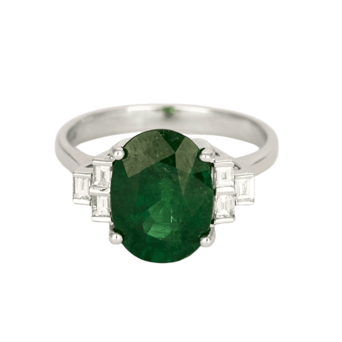 Bague 53 Bague or blanc, grenat tsavorite et diamants 58 Facettes DV0671-22-53-2