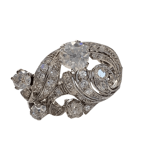 Bague 54.5 BAGUE STYLE RÉTRO PÉRIODE 1940-1945 en PLATINE avec DIAMANTS 58 Facettes Q993A