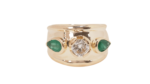 Ring 56 Jonc ring in yellow gold, emeralds and diamonds 58 Facettes 32656