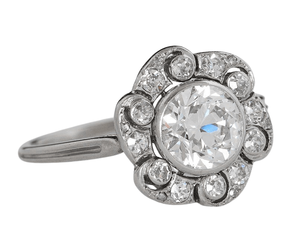 Bague Bague marguerite platine et brillant Art Déco 58 Facettes