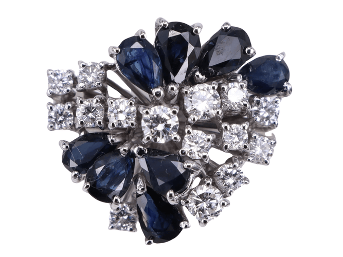 Bague 53.5 Bague Bouquet saphirs et diamants en or blanc 58 Facettes BA-510