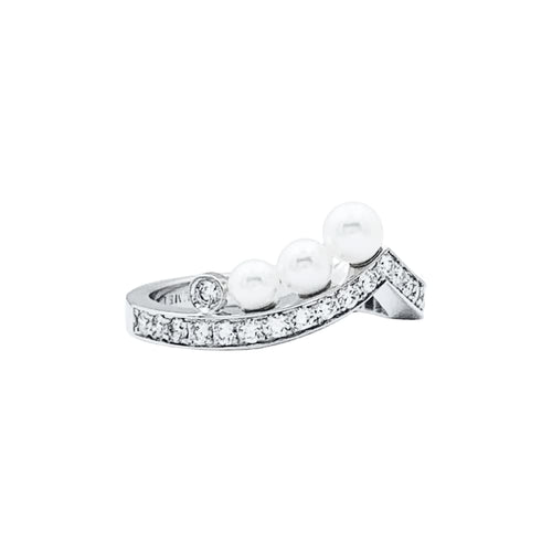 Bague 52 Chaumet Joséphine Aigrette - Bague en or blanc et diamants, perles 58 Facettes 35242