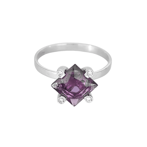 Bague 55 Élégante bague en or blanc, améthyste : 1,45 carat et diamants : 0,04 carat 58 Facettes DV31450-43