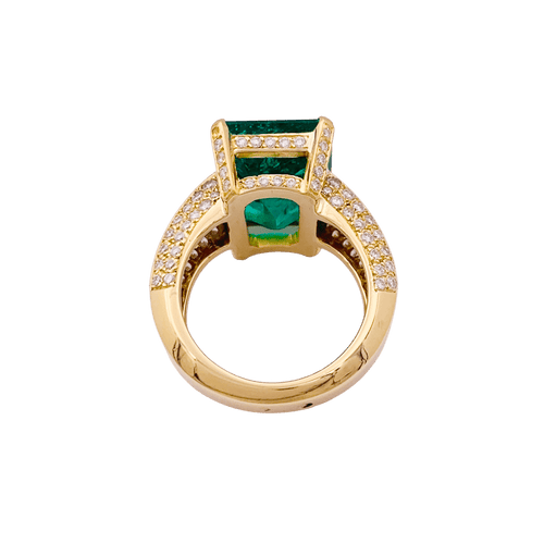 Bague 54 Bague émeraude et diamants en or jaune 750 58 Facettes 34711