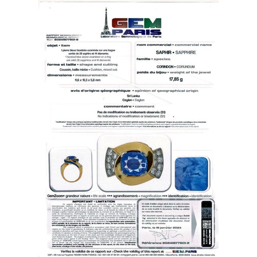 Bague 60 Bague Tank en or rose, platine, diamants et saphirs 58 Facettes 33460