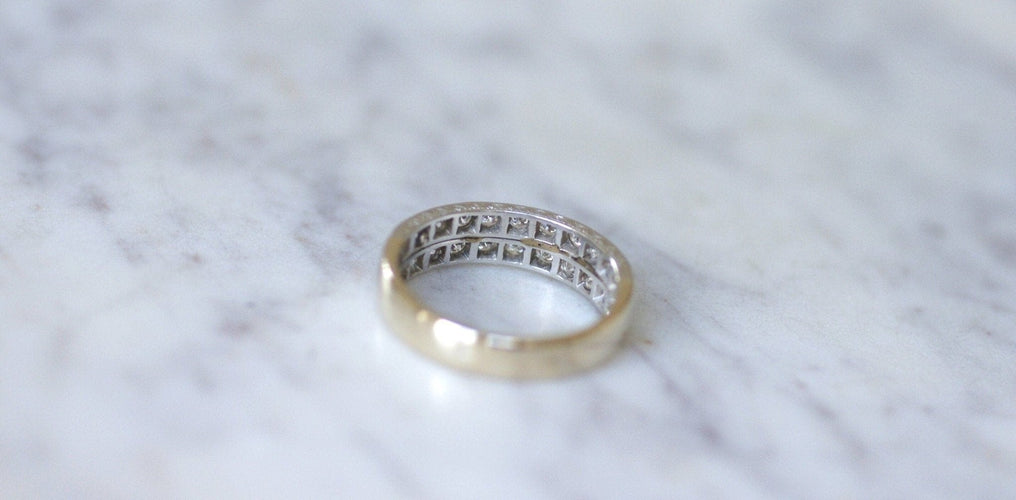 Bague 60 Bague alliance double anneau Art Déco en or jaune 18k et diamants 58 Facettes