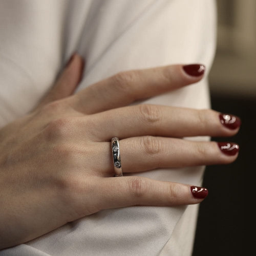 Bague 52 Mauboussin - Alliance en or gris 18 carats et diamants 0,50 ct, taille 52 58 Facettes FB10411